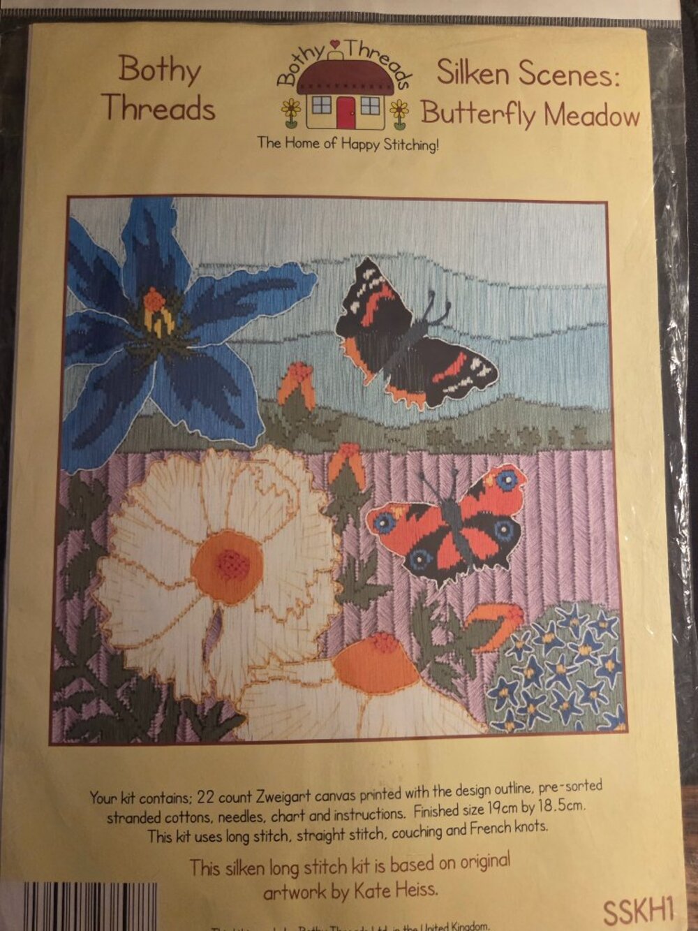 Brand New & Sealed Bothy Threads Silken Scenes: Butterfly Meadow Long Stitch Kit